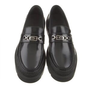 Gucci Black Leather Slip-On Loafers
